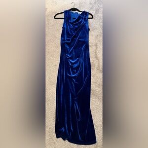 full length bridesmaid dress Grace Karin Wine Velvet Double Straps Surplice with Side Ruching Dress –  The Saved Collection main image 1